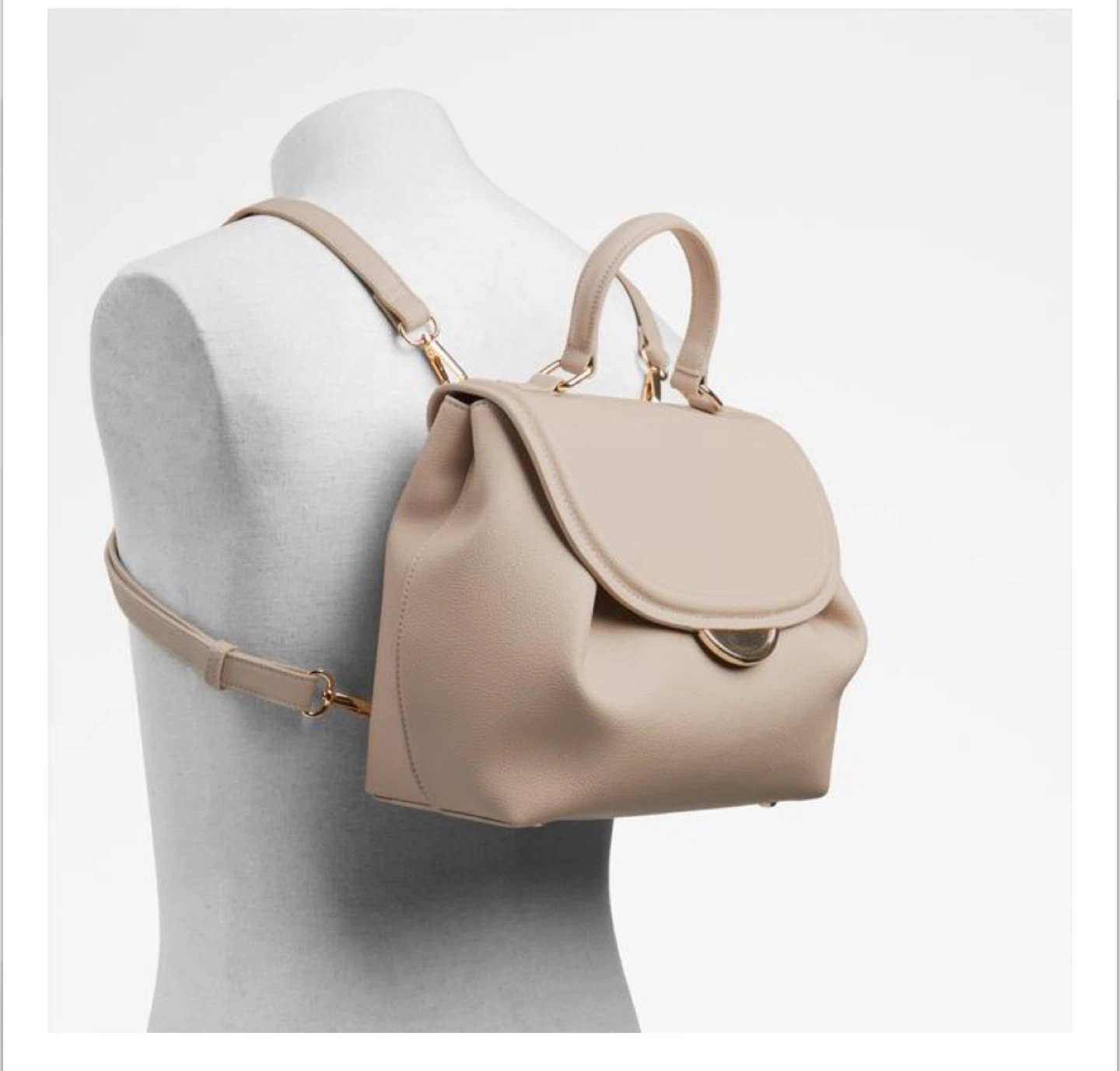 ALDO Beige Faux Leather Backpack Handbag - photo 3