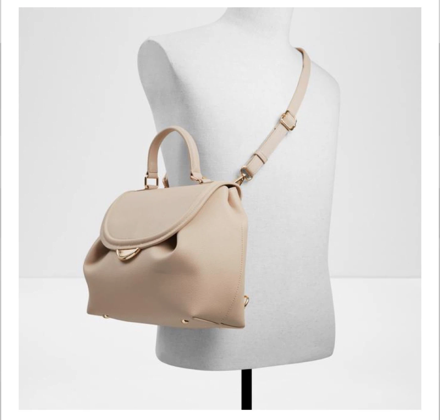 ALDO Beige Faux Leather Backpack Handbag - photo 4