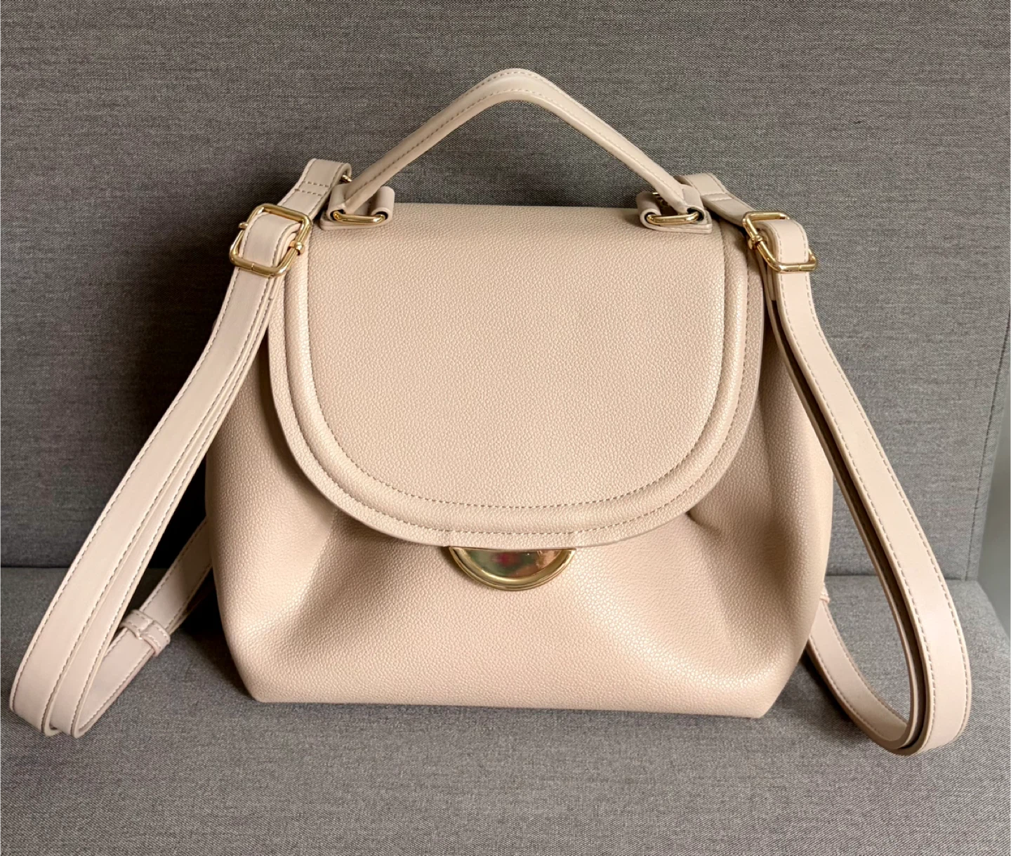 ALDO Beige Faux Leather Backpack Handbag