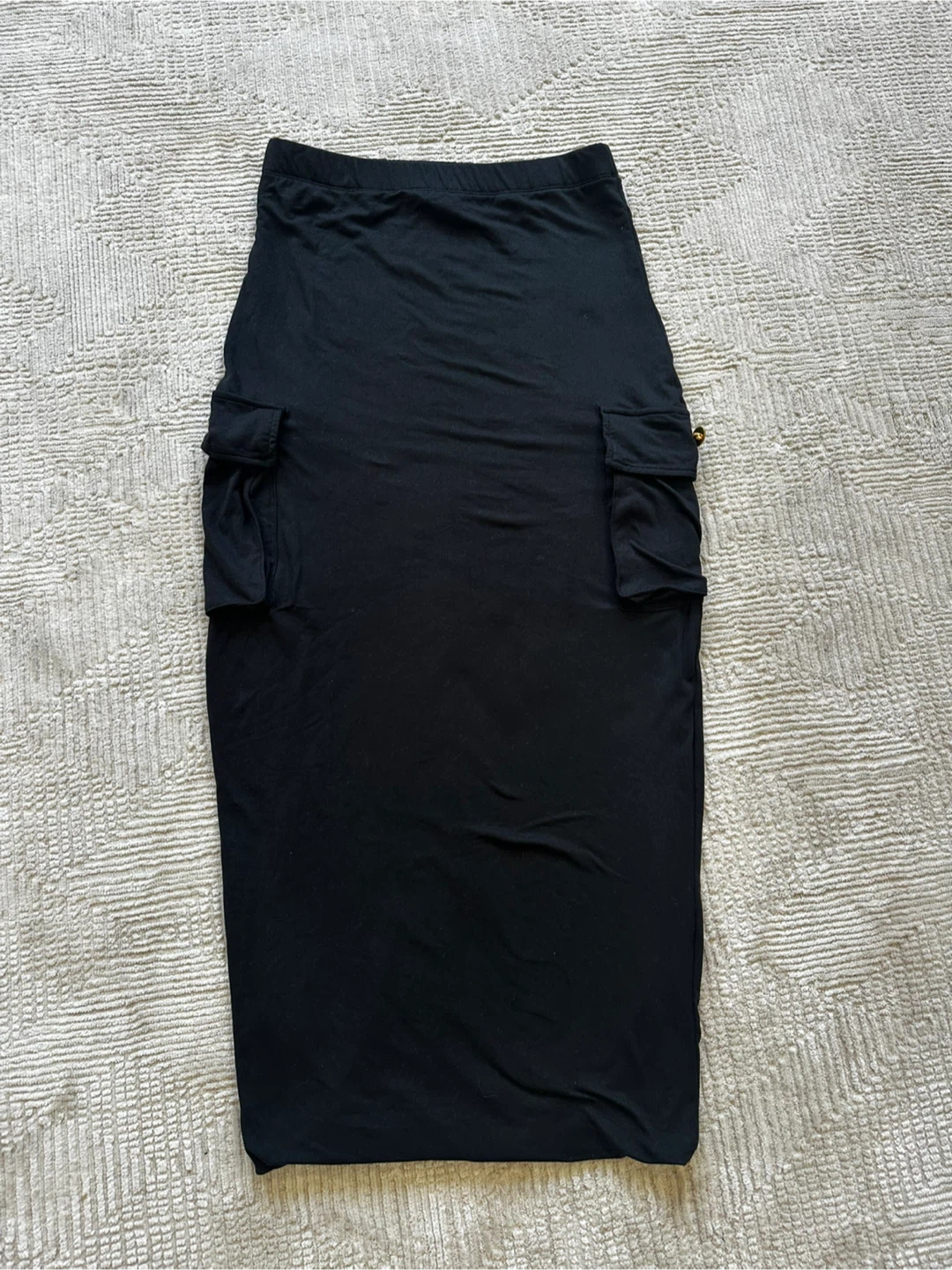 Black Cargo Midi Skirt