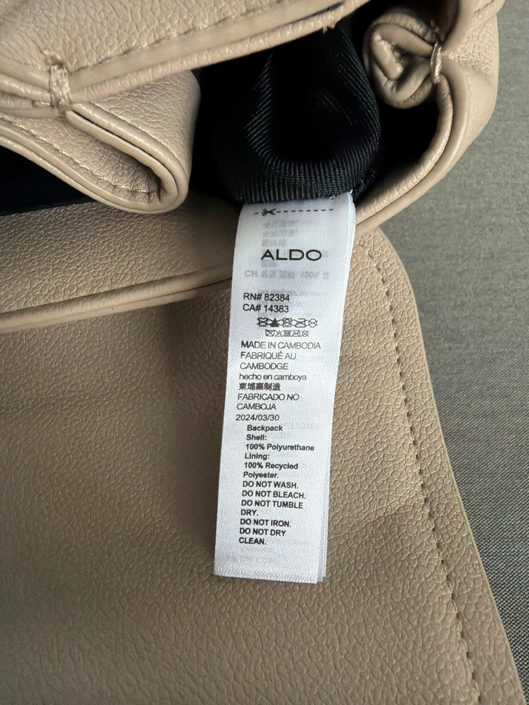 ALDO Beige Faux Leather Backpack Handbag - photo 2