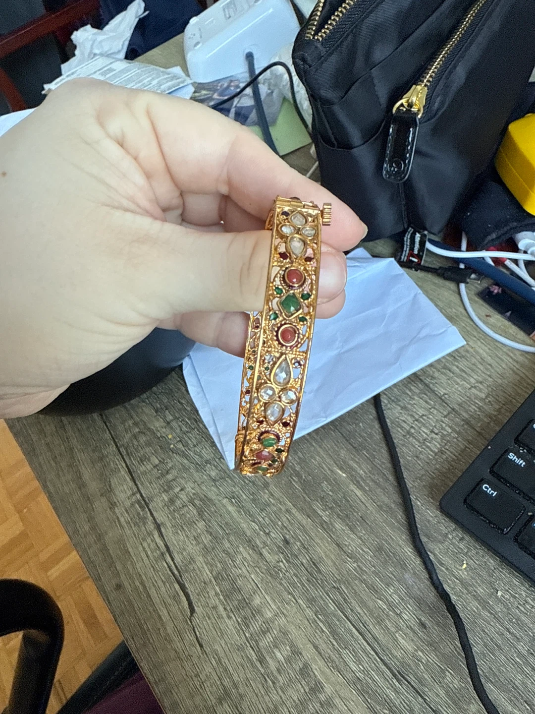 Gold Tone Bracelet with colourful stones