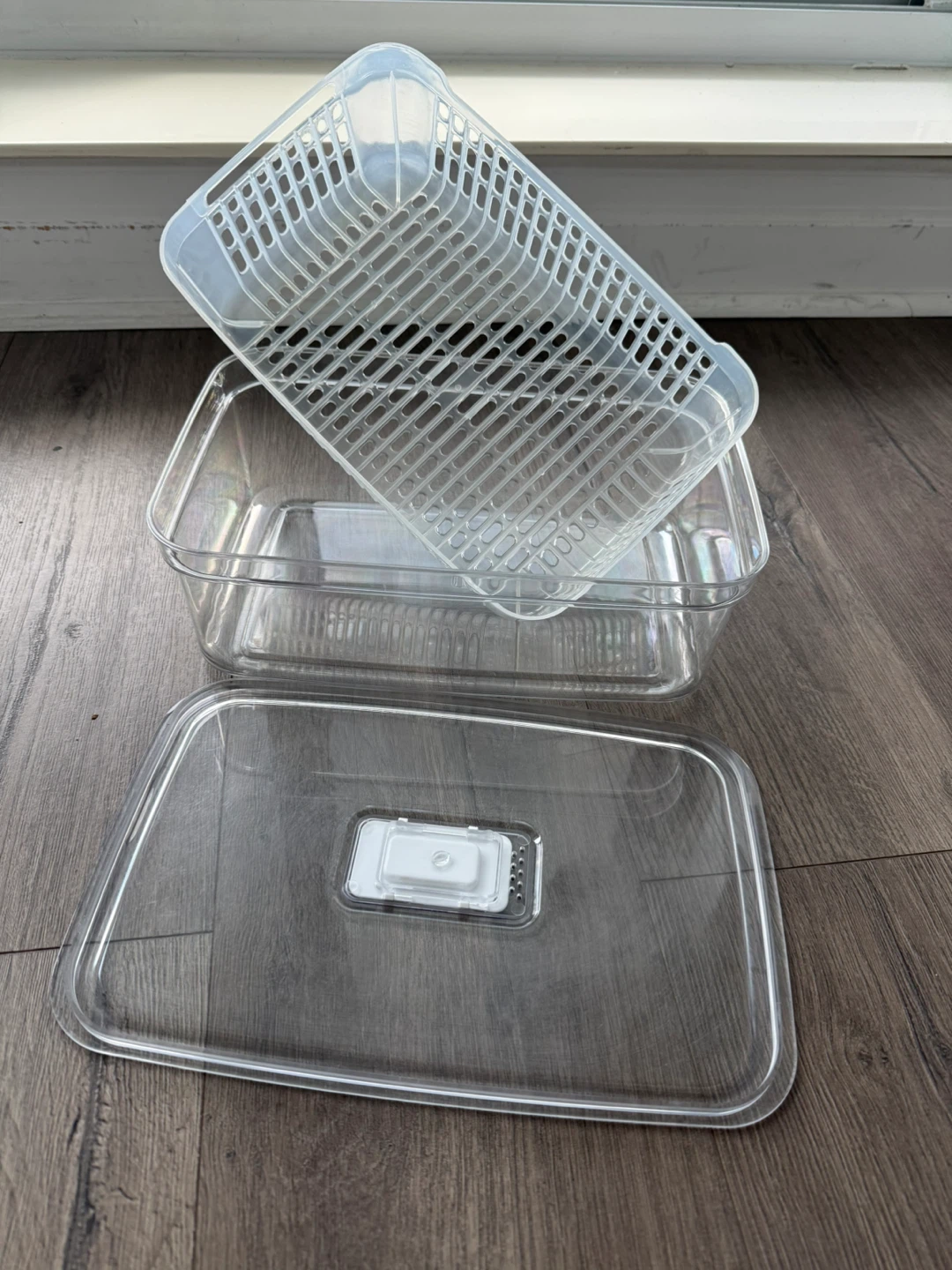 Clear Food Storage Container with Colander Insert - photo 2