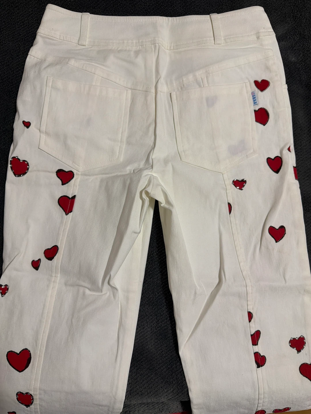 White Heart Print Flare Jeans - photo 3
