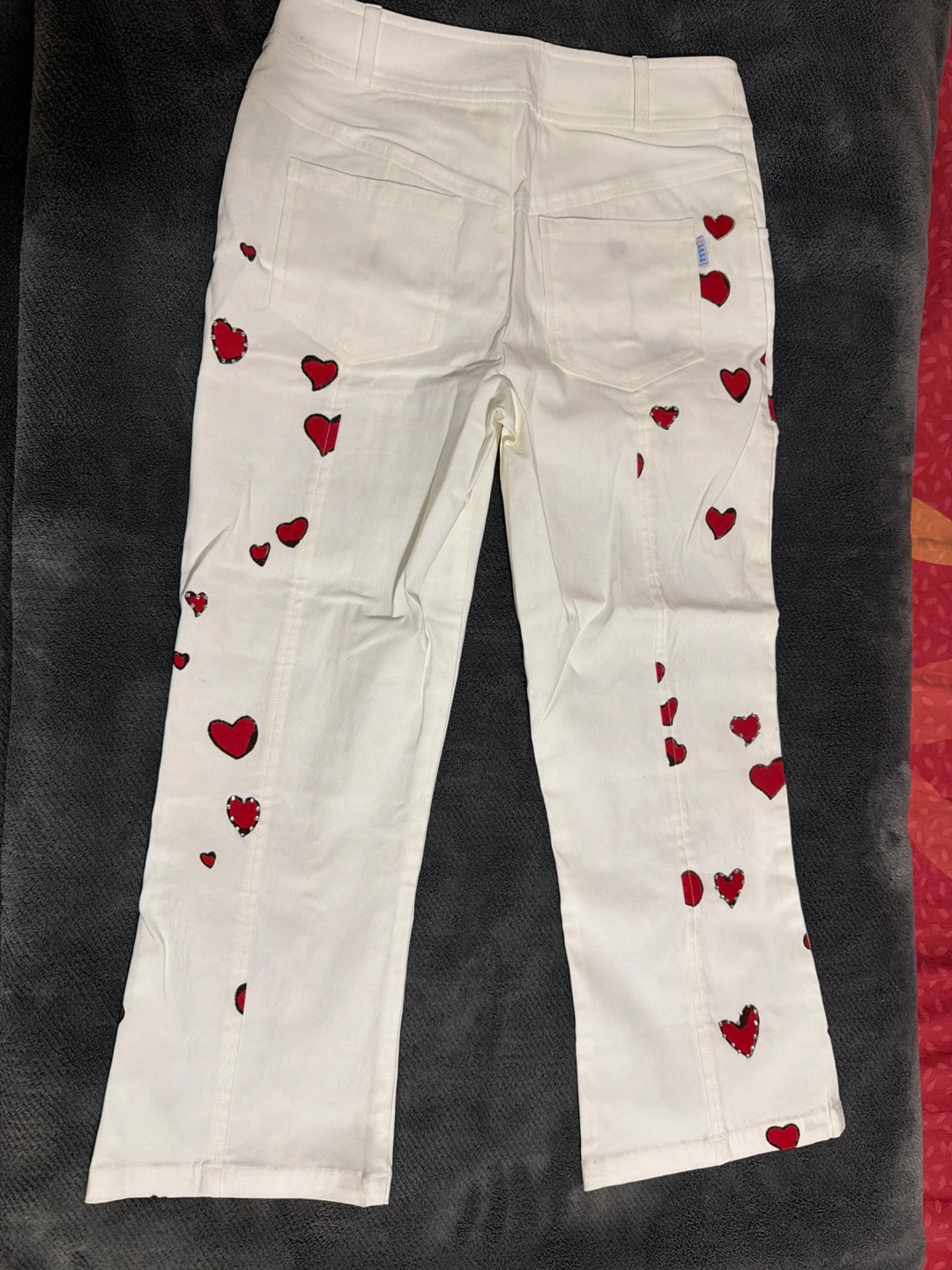 White Heart Print Flare Jeans - photo 4