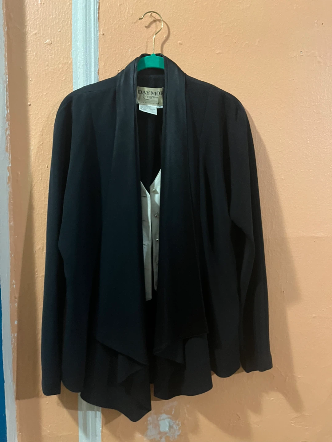 DAYMOR COUTURE Black Drape Front Cardigan
