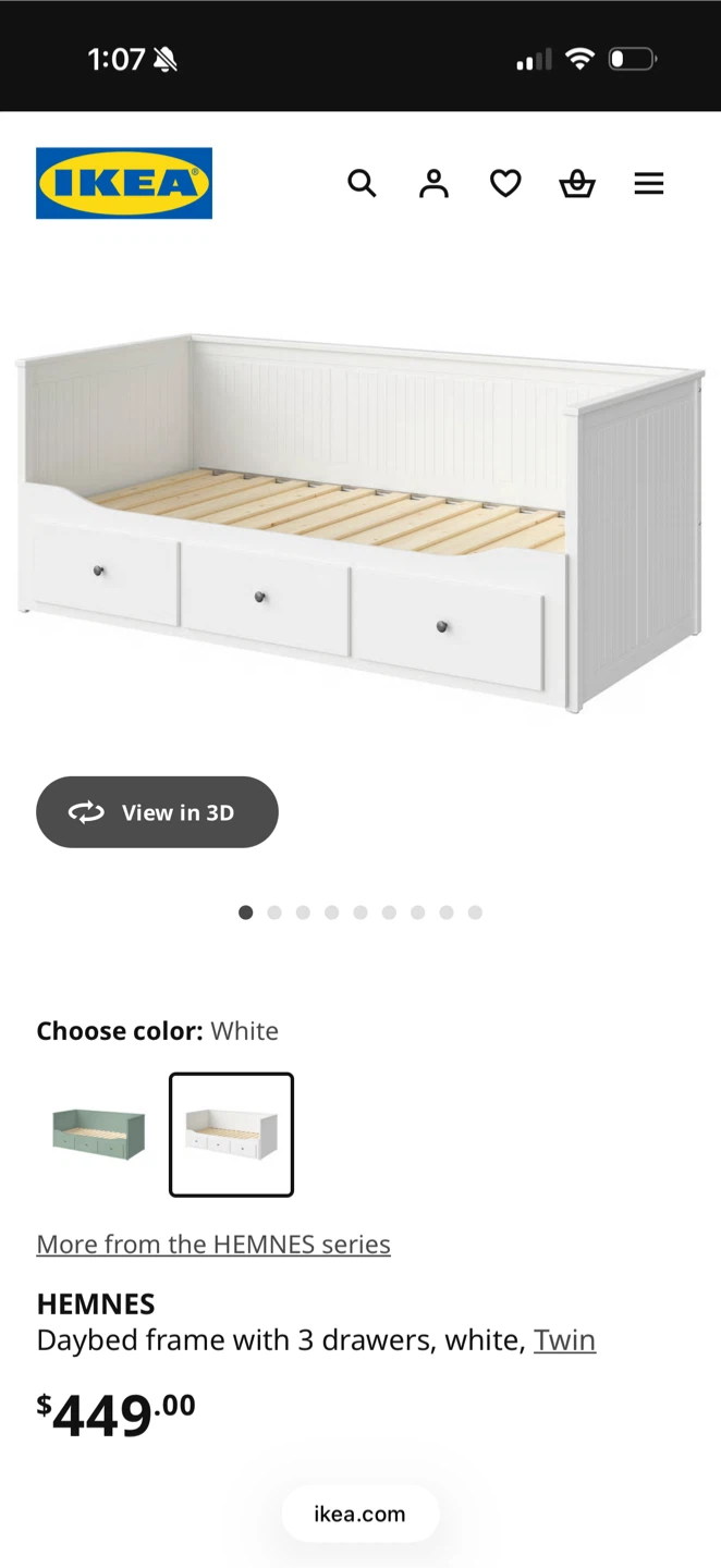 IKEA HEMNES Daybed Frame with 3 Drawers - White (Twin) - photo 3