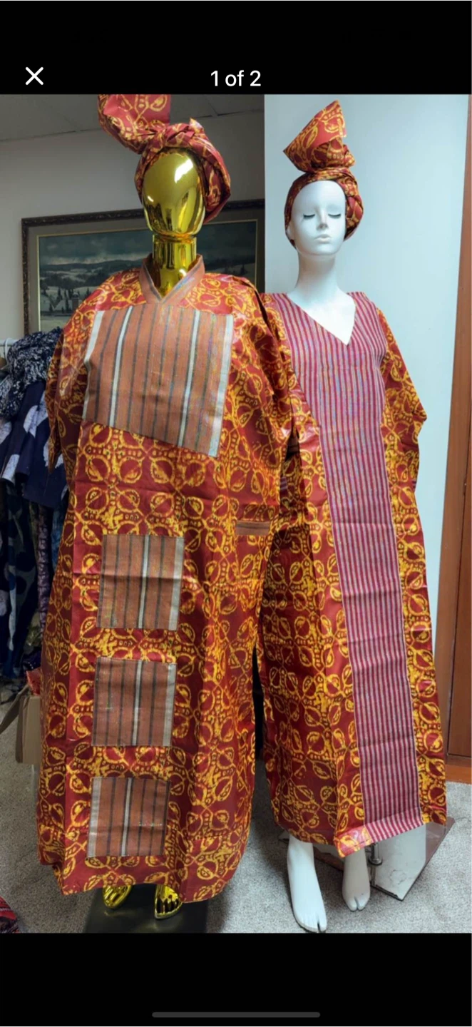 African Print Kaftan Dresses with Headwraps - photo 4
