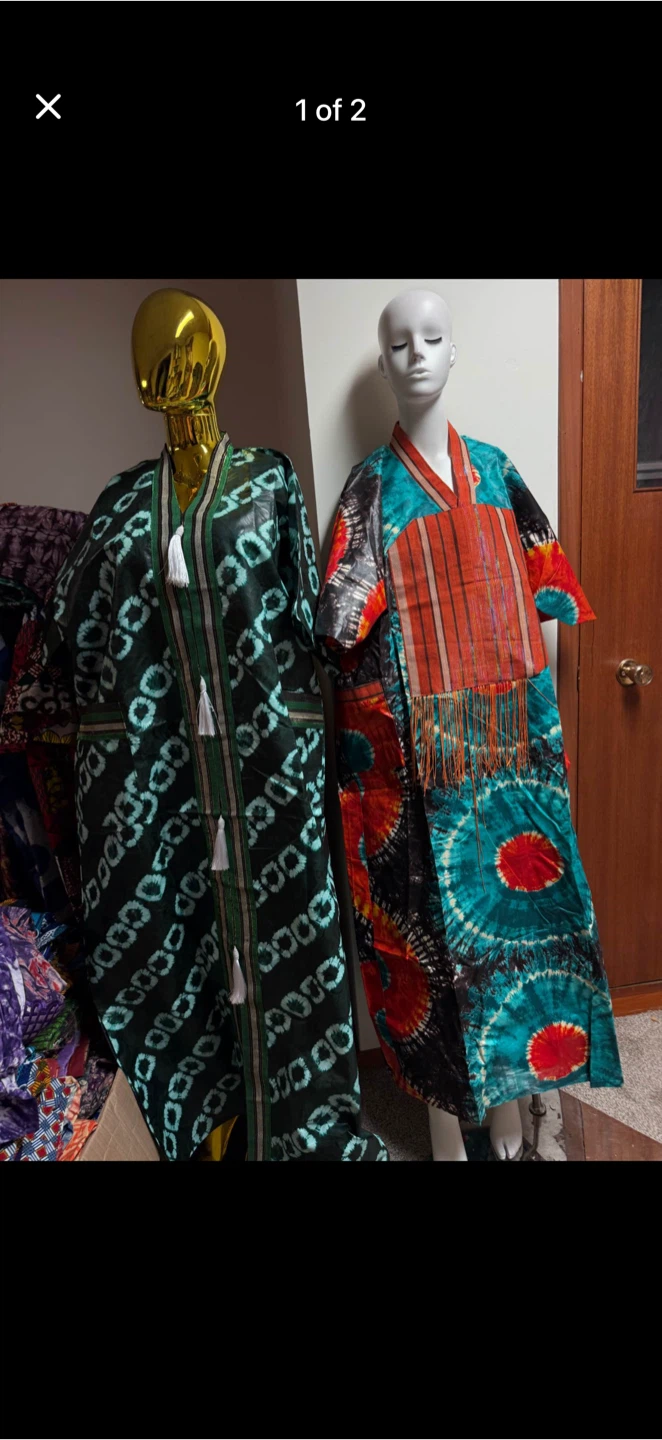 African Print Kaftan Dresses with Headwraps - photo 2