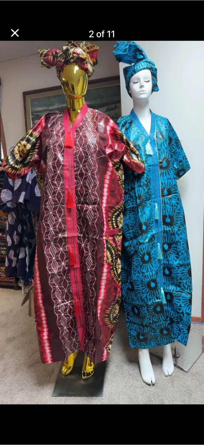 African Print Kaftan Dresses with Headwraps - photo 5