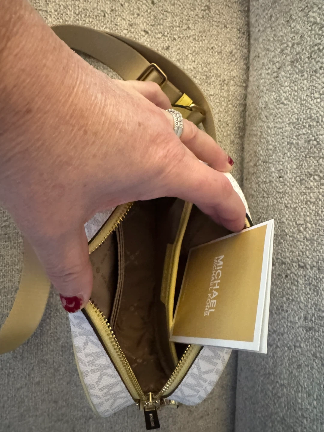 Michael Kors White & Yellow Striped Monogram Belt Bag - photo 3