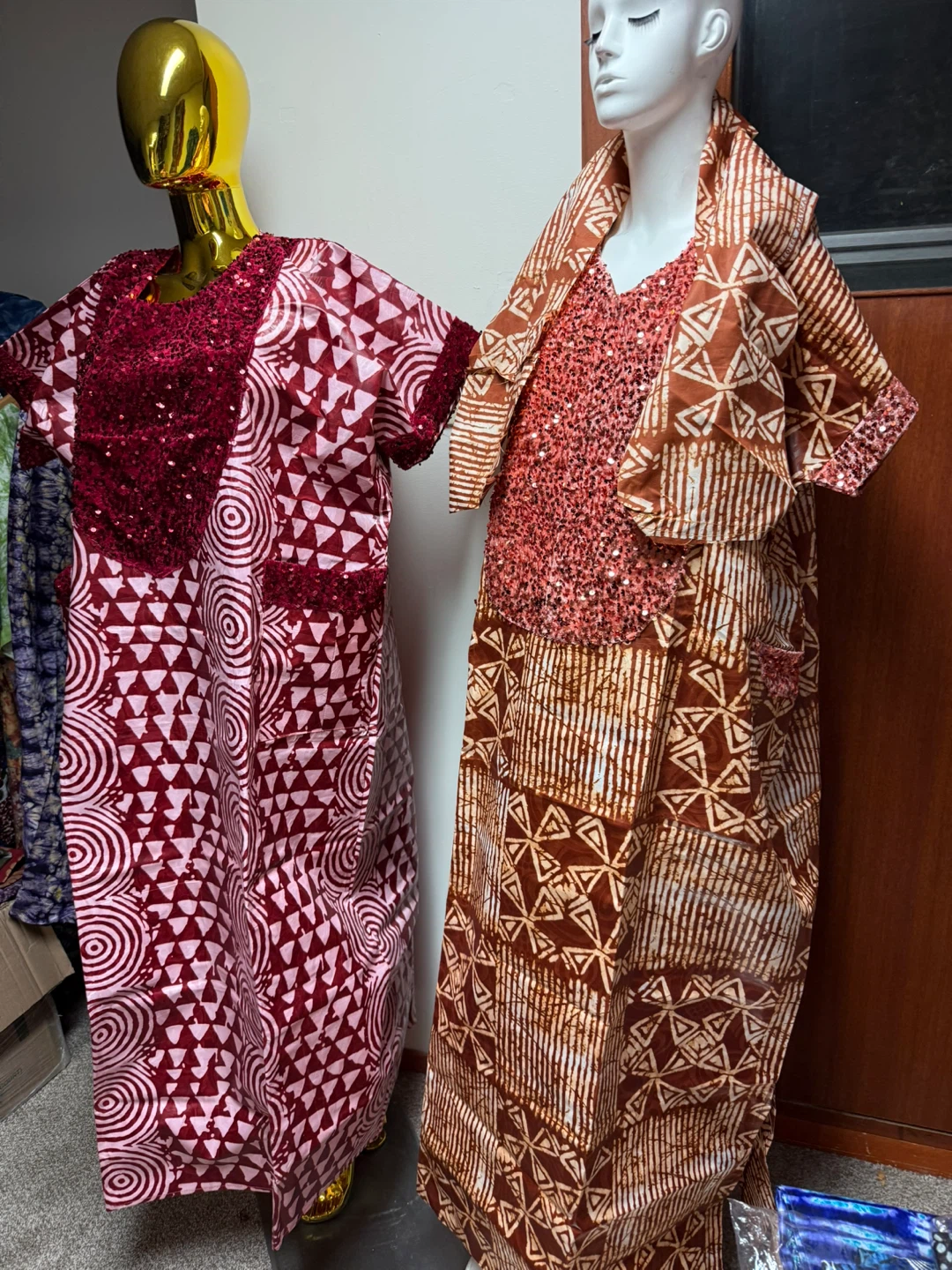African Print Kaftan Dresses with Sequins