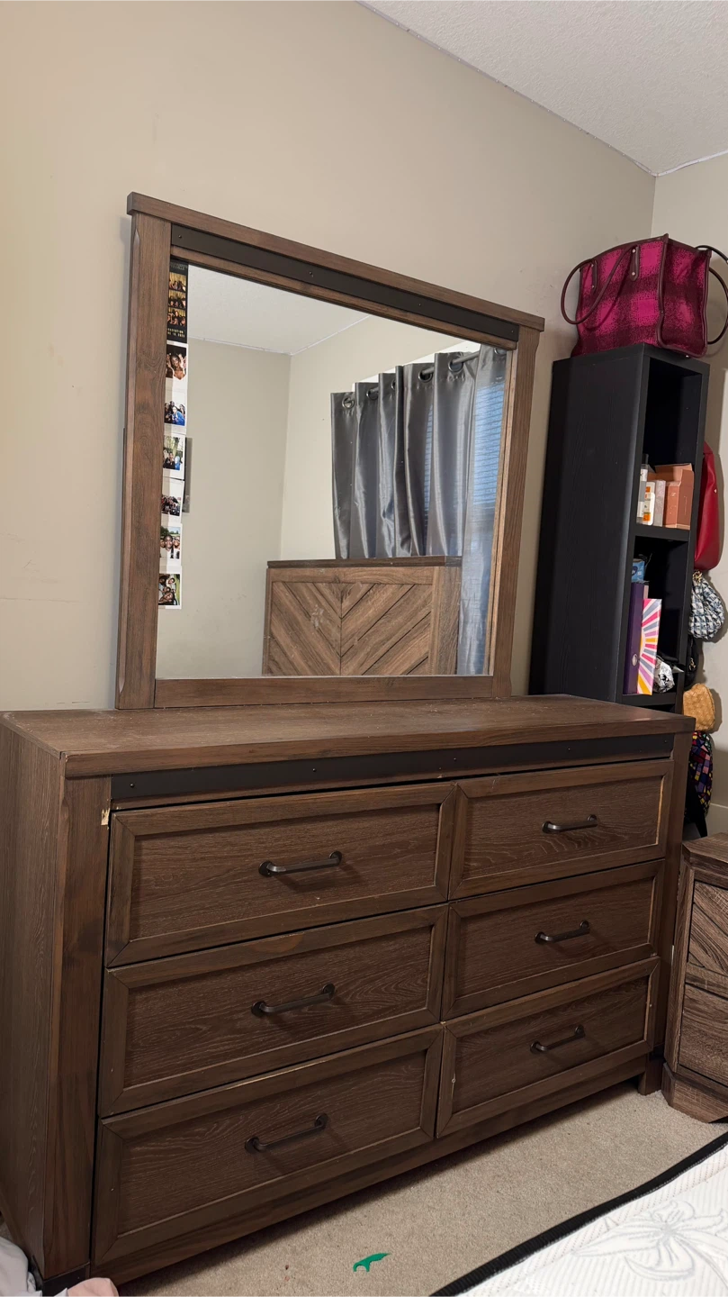 Wooden Dresser with Mirror