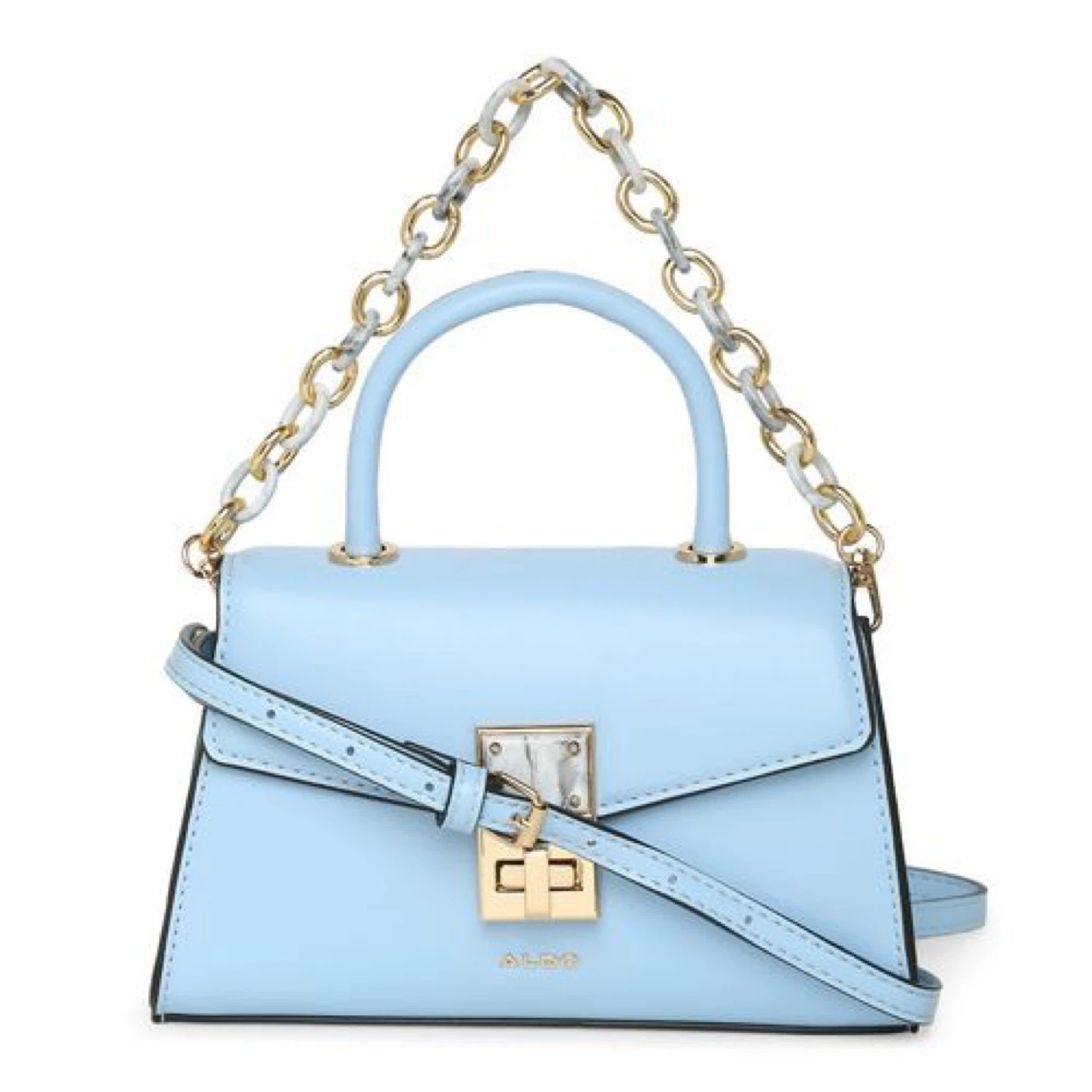 ALDO Light Blue Top Handle Purse with Chain Strap - photo 2