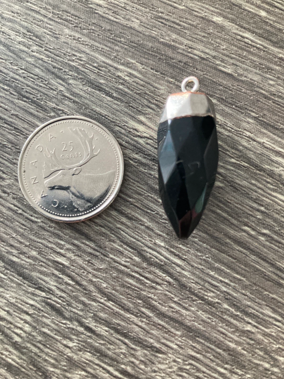 Black Gemstone Pendant with Silver Tone Setting