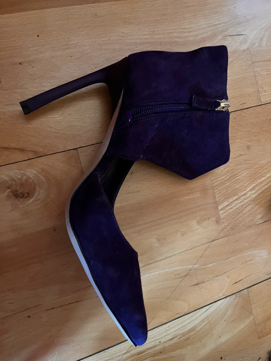 NEW 7 M Purple Suede Cutout Stiletto Heels - photo 2