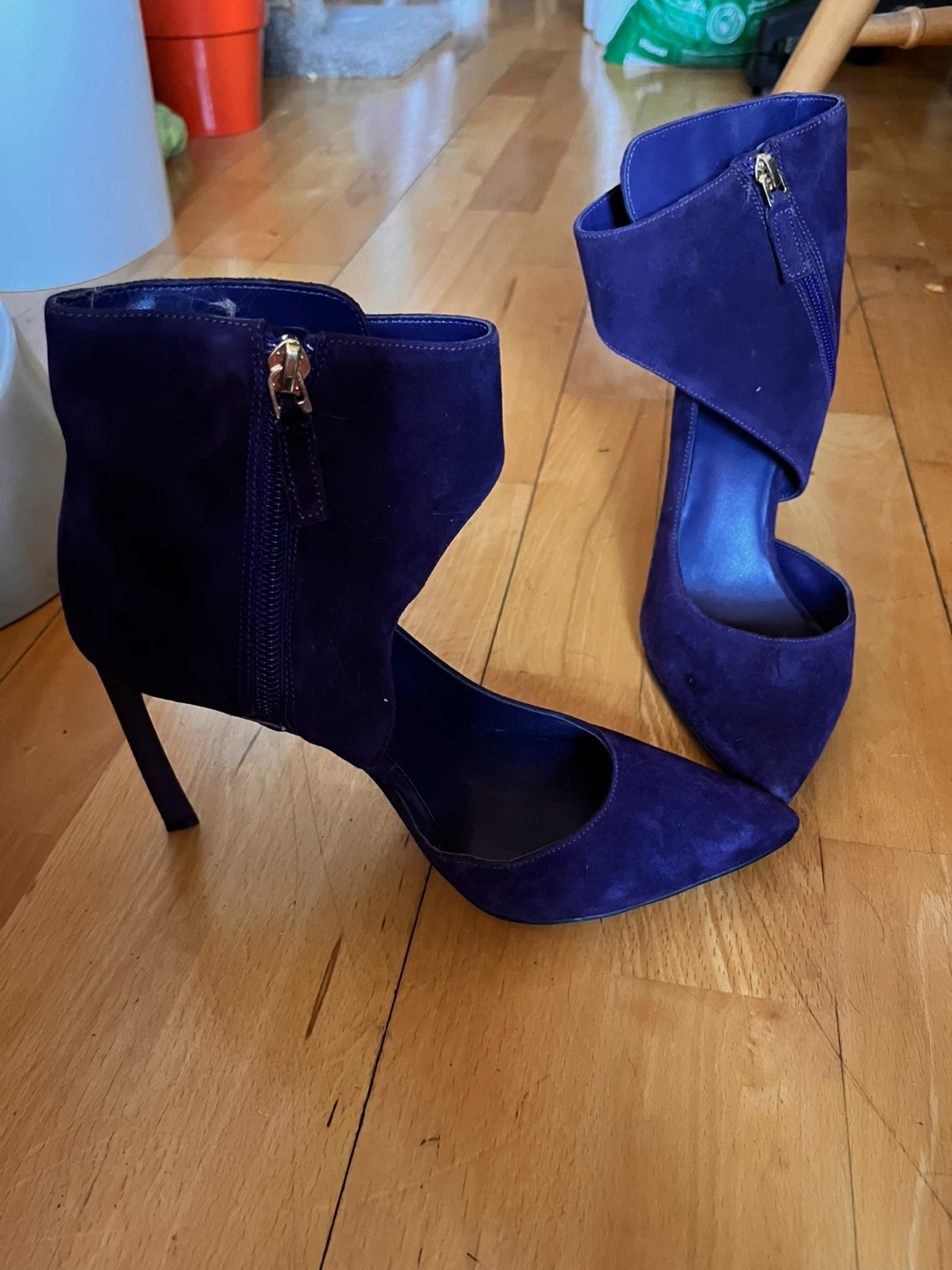 NEW 7 M Purple Suede Cutout Stiletto Heels - photo 3