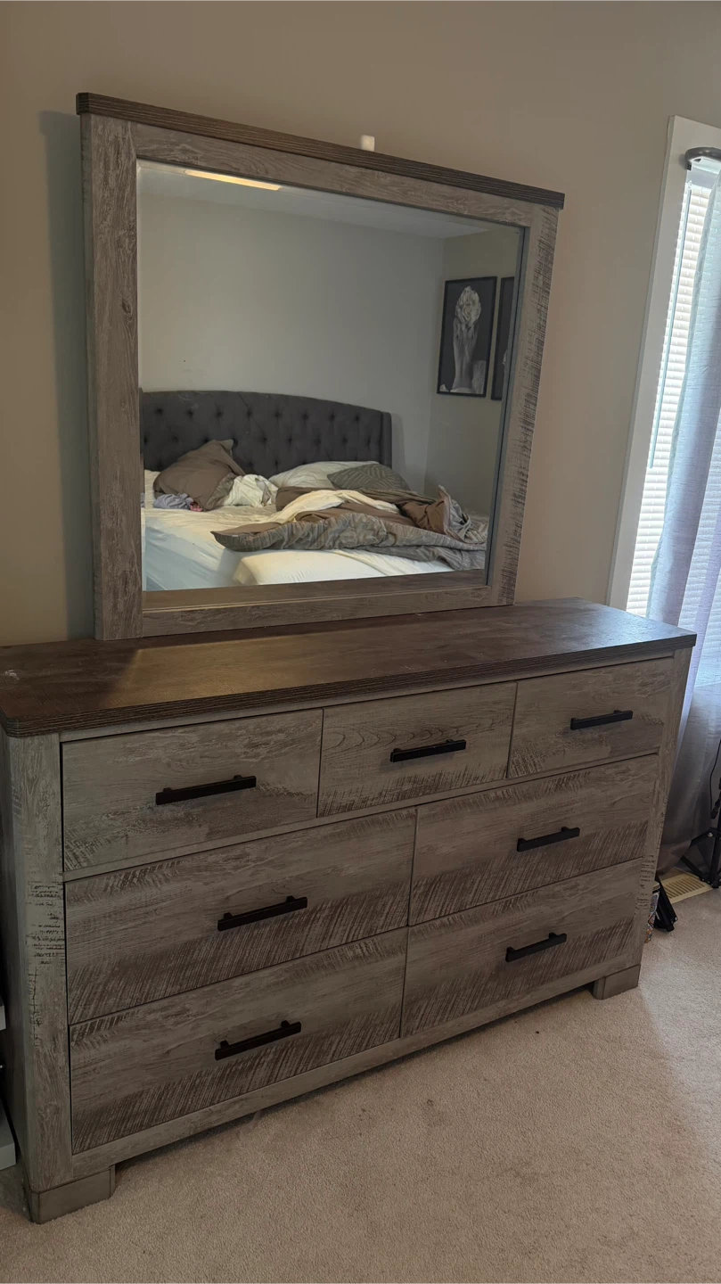 Wood Dresser with Mirror