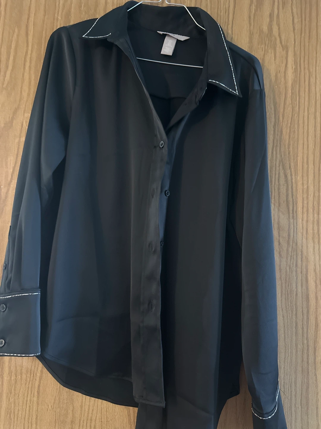 Favourite H&M Black Button-Up Shirt  Rhinestone Detail - Size M