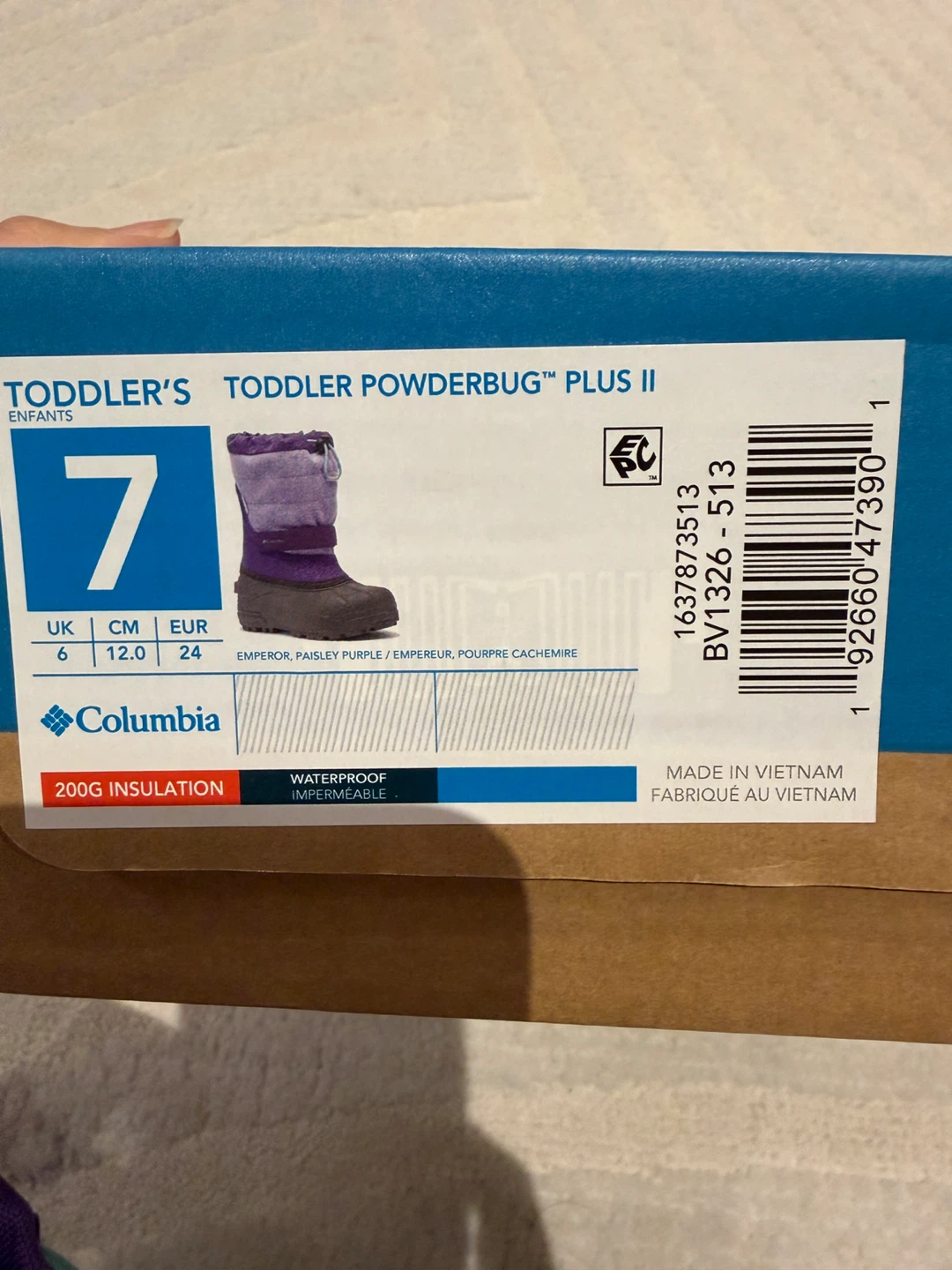 Columbia Toddler Powderbug Plus II Snow Boots Size 7 Purple - photo 2