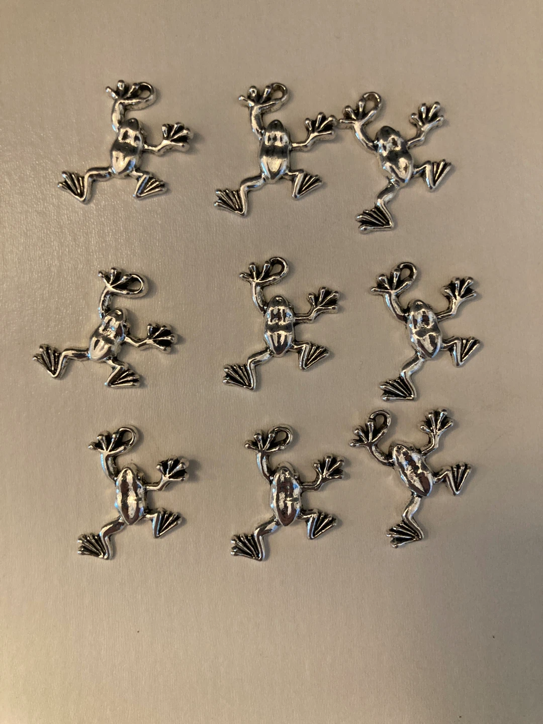 Silver Tone Frog Charms (Set of 9)