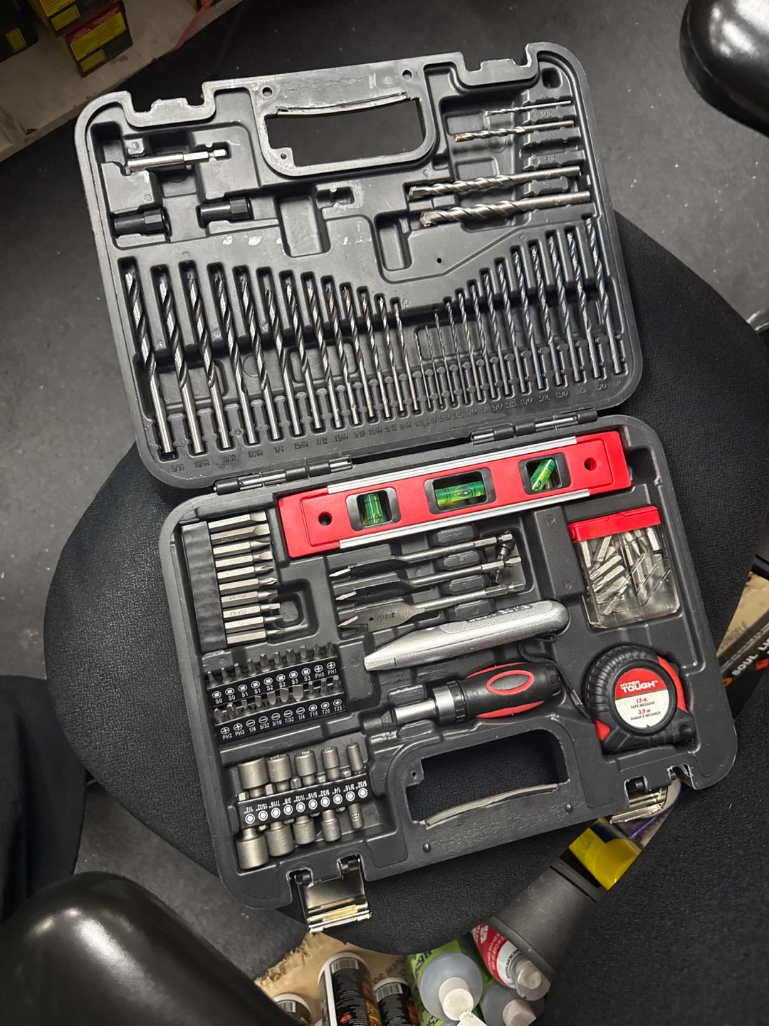 200-Piece Drill and Driver Bit Set with Level and Tape Measure