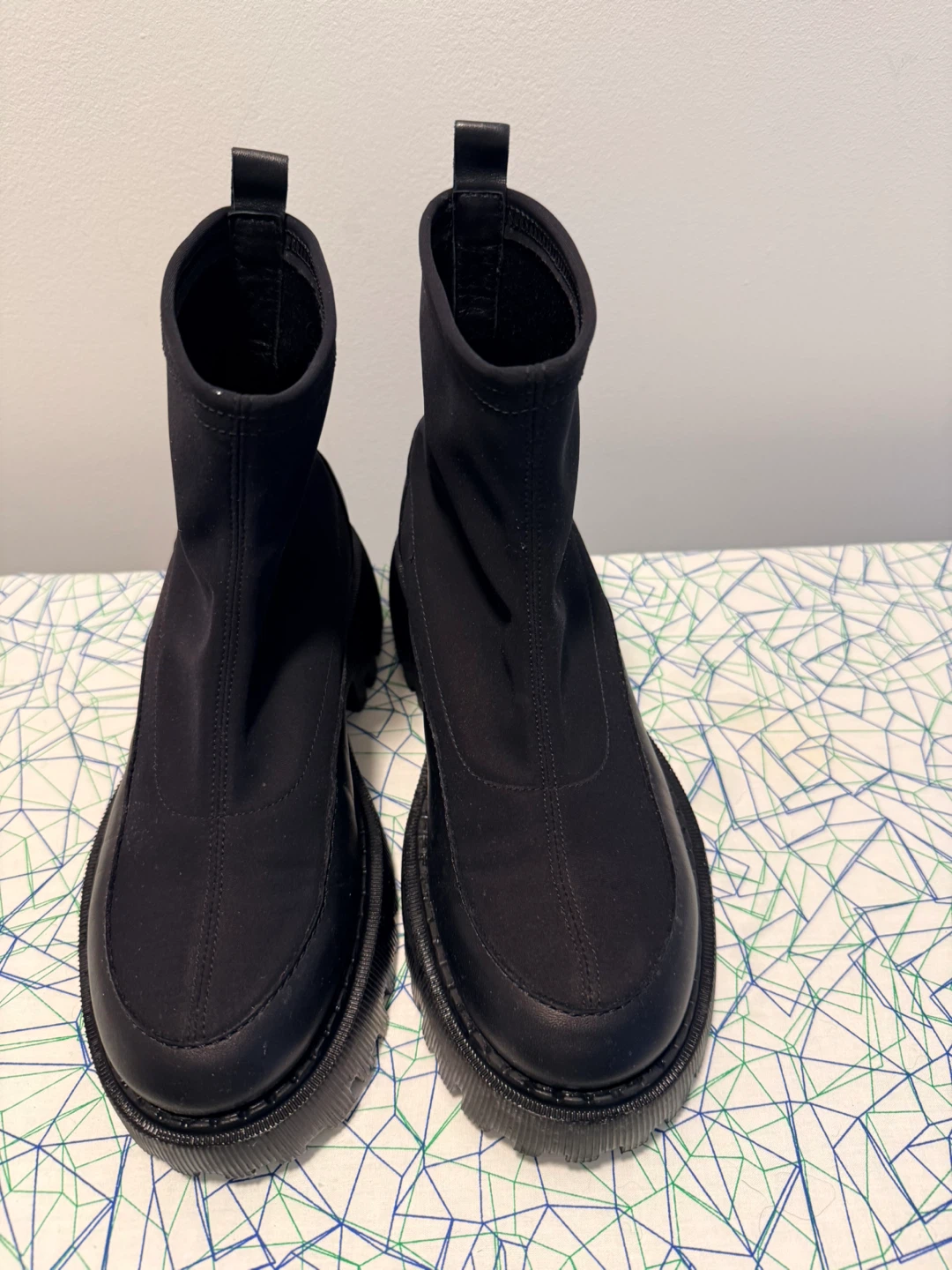 Black Sock Boots with Chunky Soles