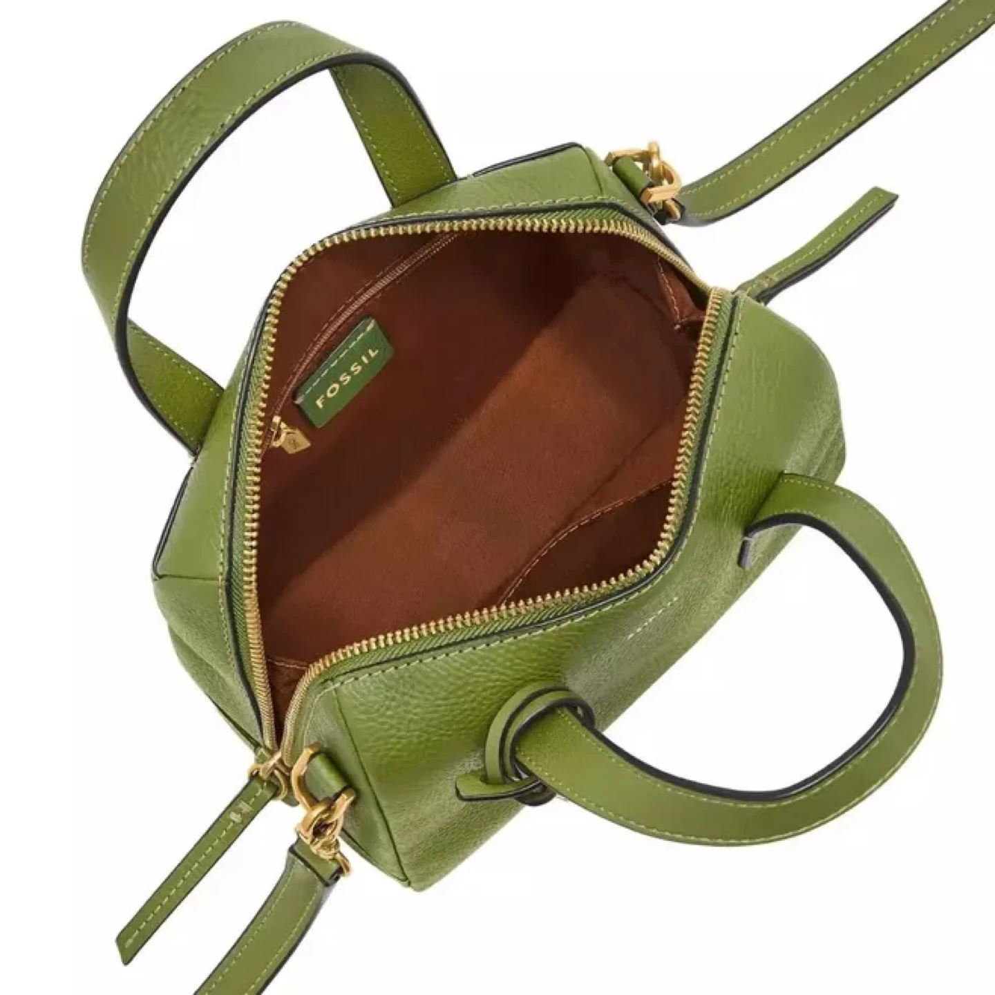 Original Fossil Leather Satchel Purse - Lime Green - photo 5