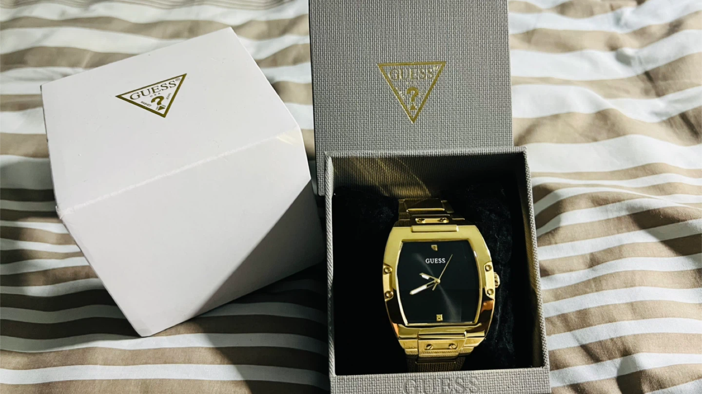 Gold Guess Watch with Black Face - photo 2