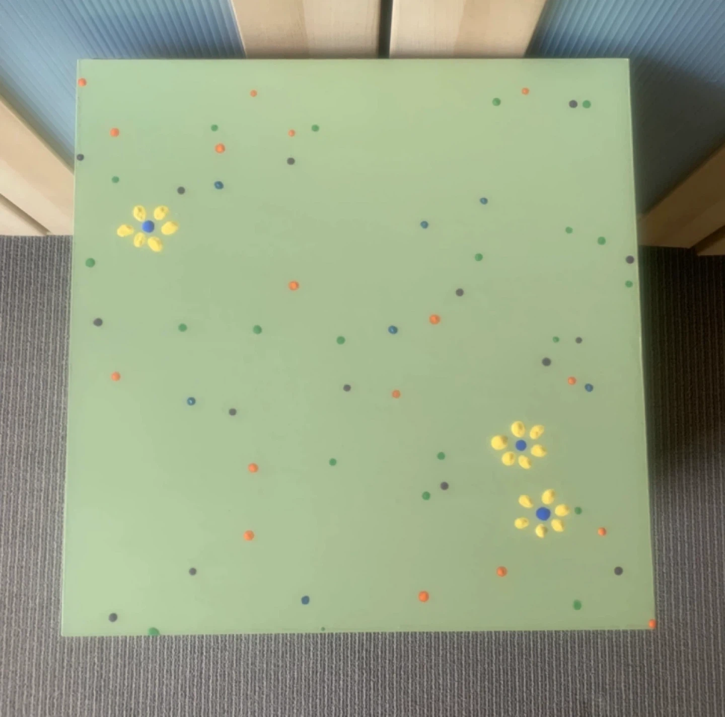 Sage Green Nightstand with Painted Flowers - photo 2