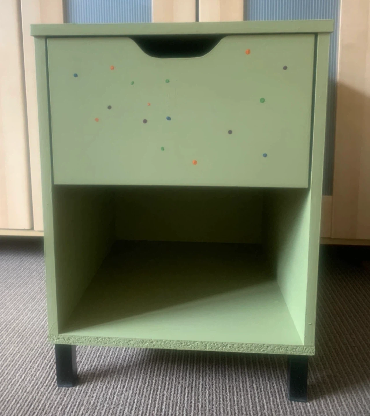 Sage Green Nightstand with Painted Flowers - photo 5