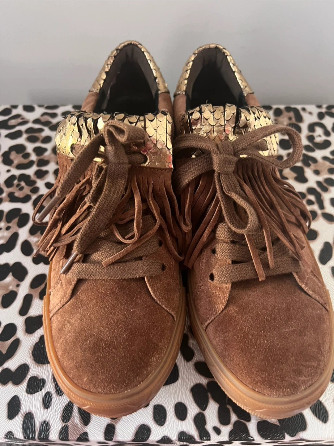 Brown/Gold Suede Shoes