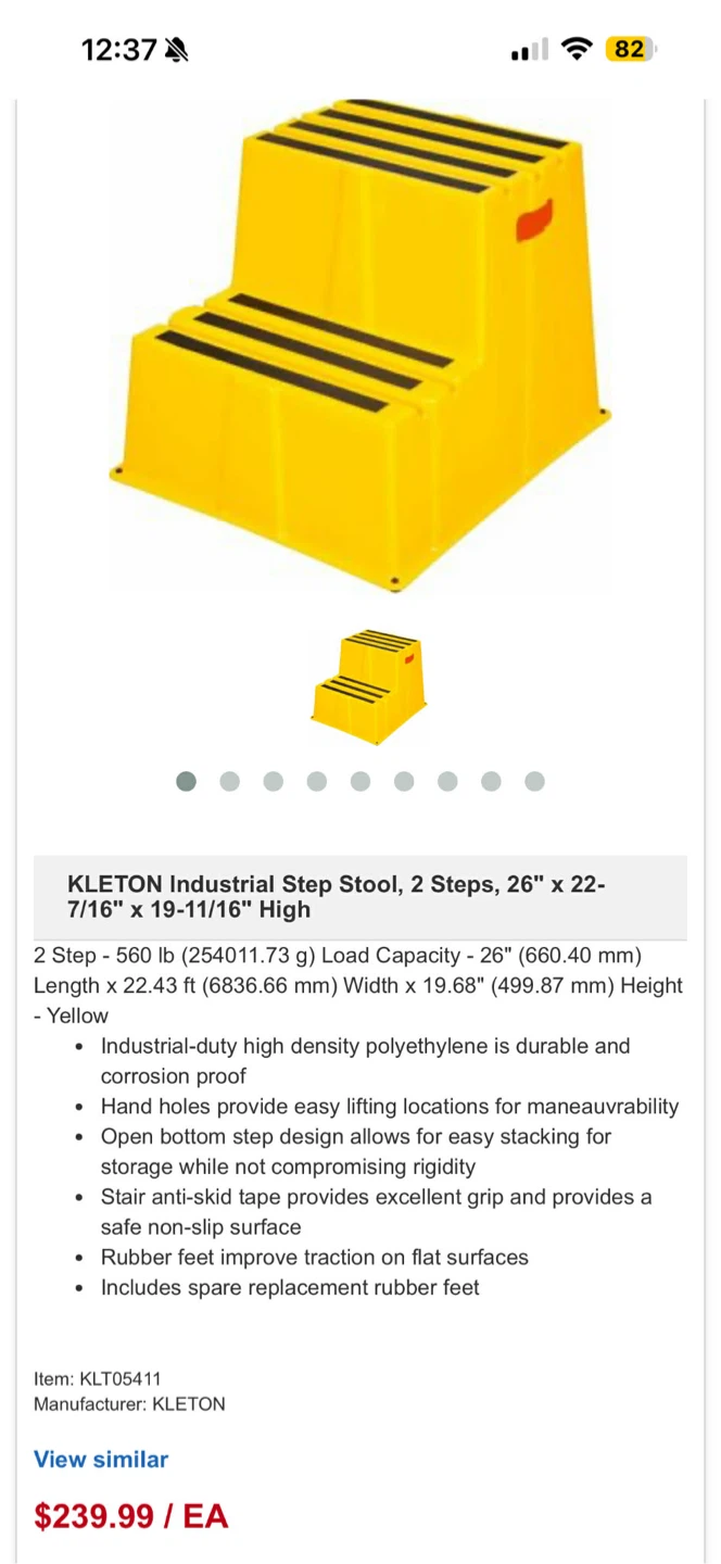 KLETON Industrial Step Stool - 2 Steps, Yellow - photo 3