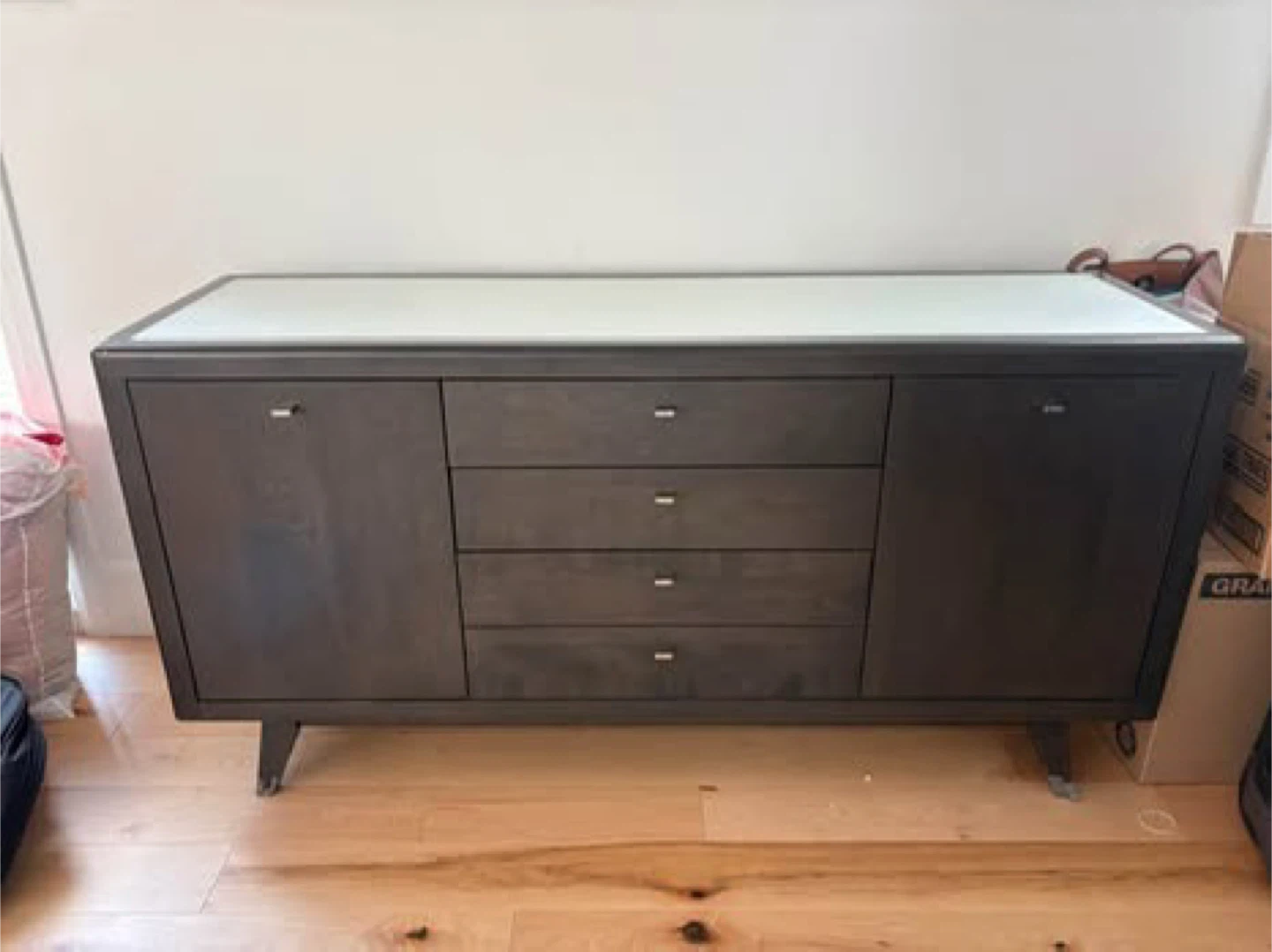 Dark Wood Sideboard with White Top