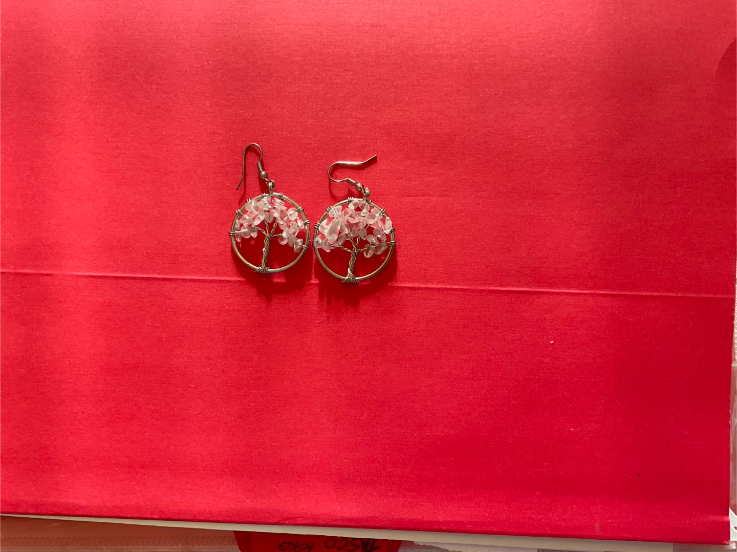 Tree of Life Earrings with Clear Quartz Chips