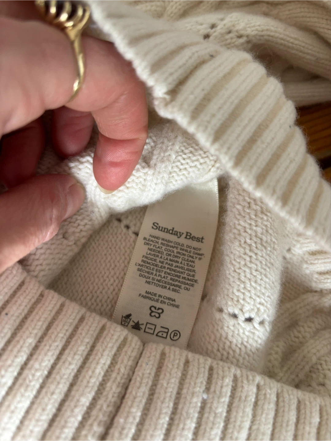 Sunday Best Cream Cable Knit Turtleneck Sweater - photo 2