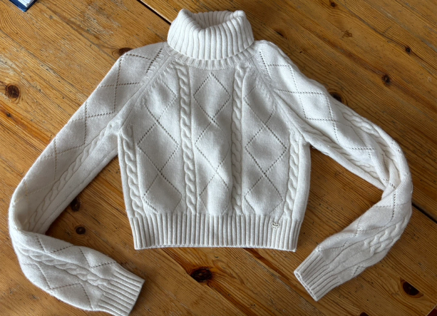 Sunday Best Cream Cable Knit Turtleneck Sweater