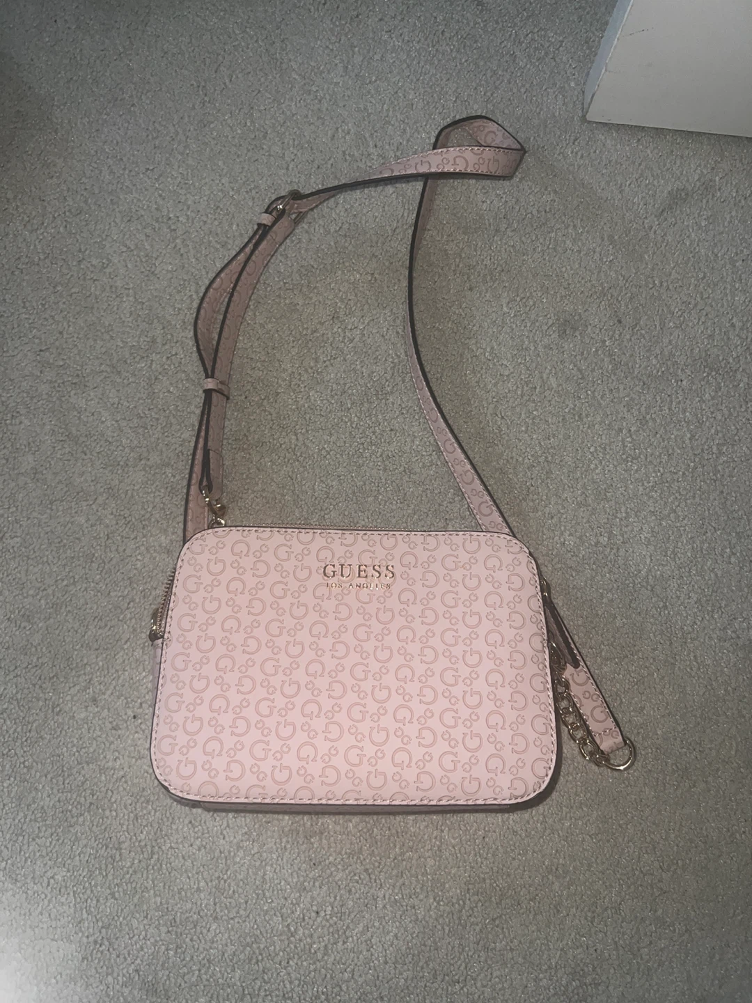 Guess Pink Monogram Camera Bag