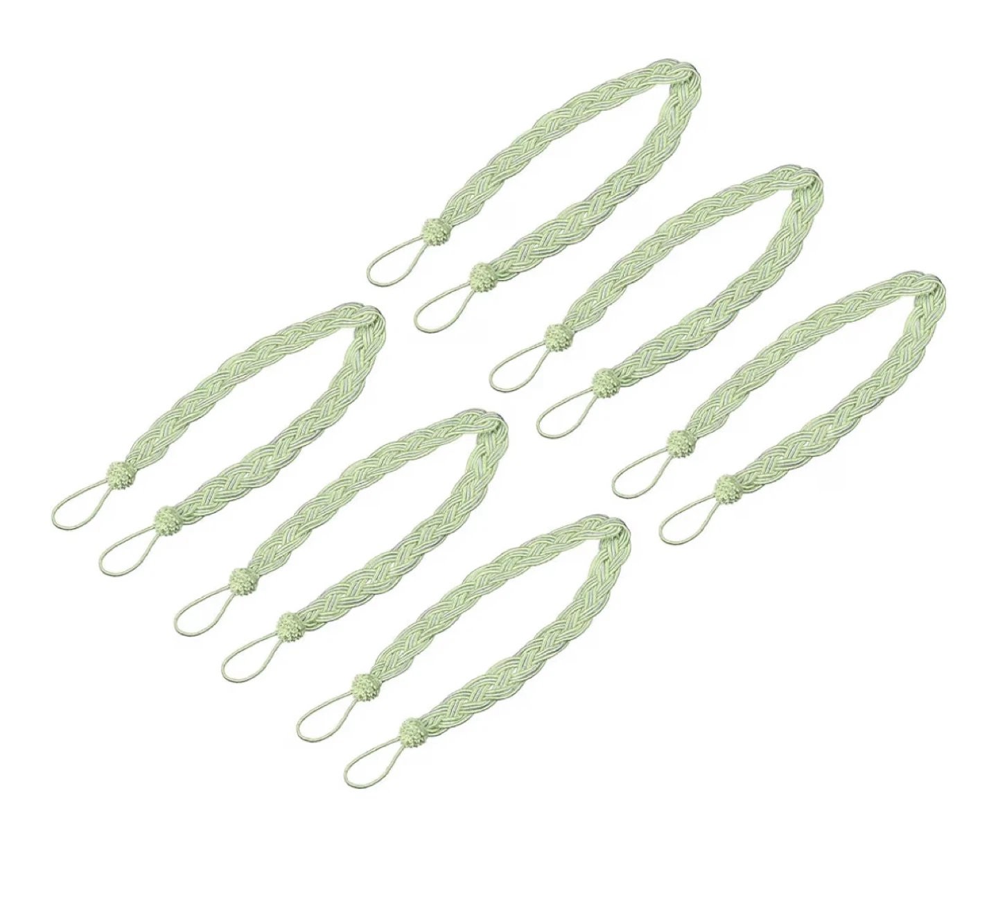 Set of 3 Green Braided Curtain Tiebacks (6 pcs) - photo 3