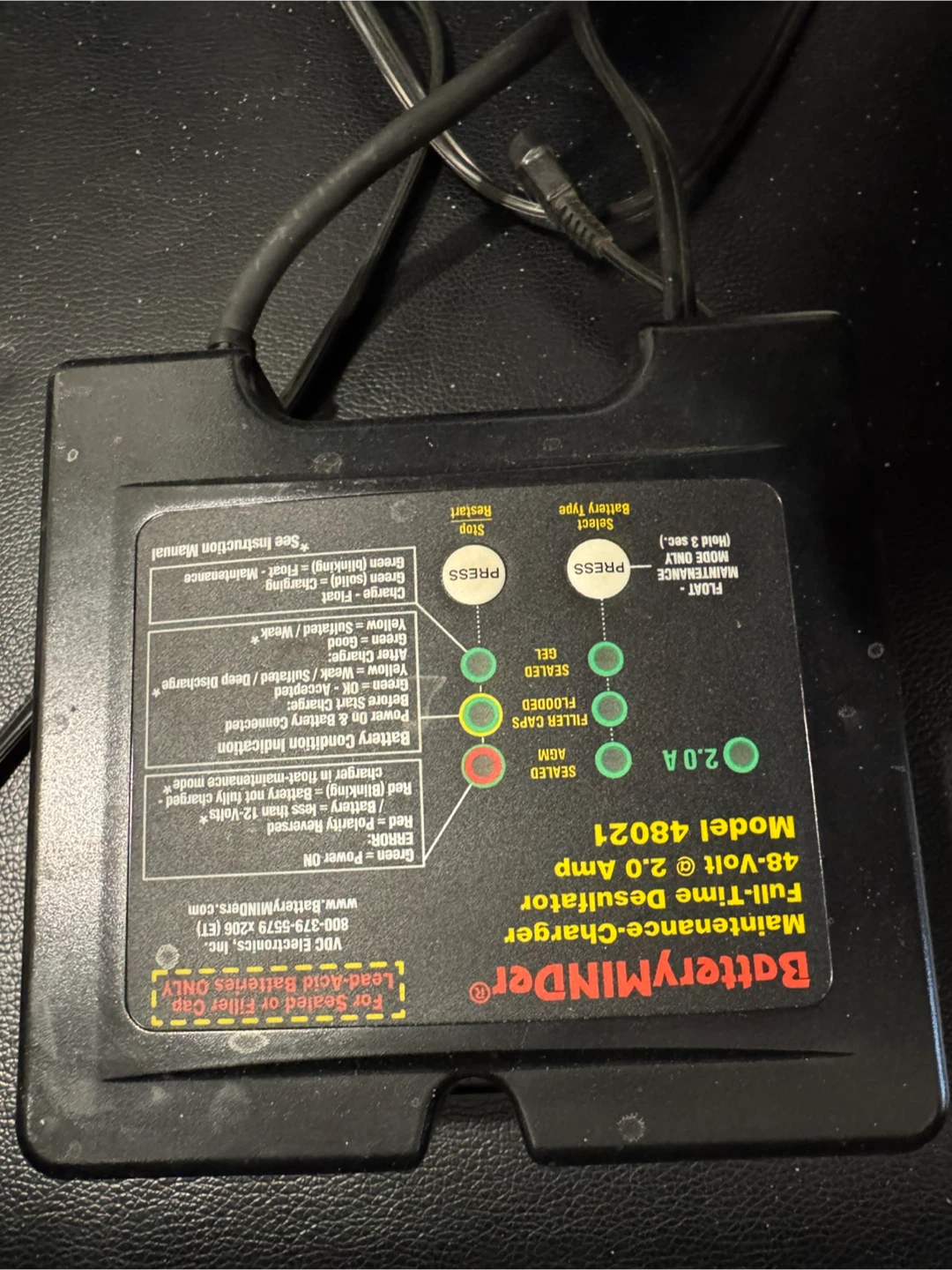 BatteryMinder 48-Volt 2.0 Amp Maintenance-Charger Model 48021