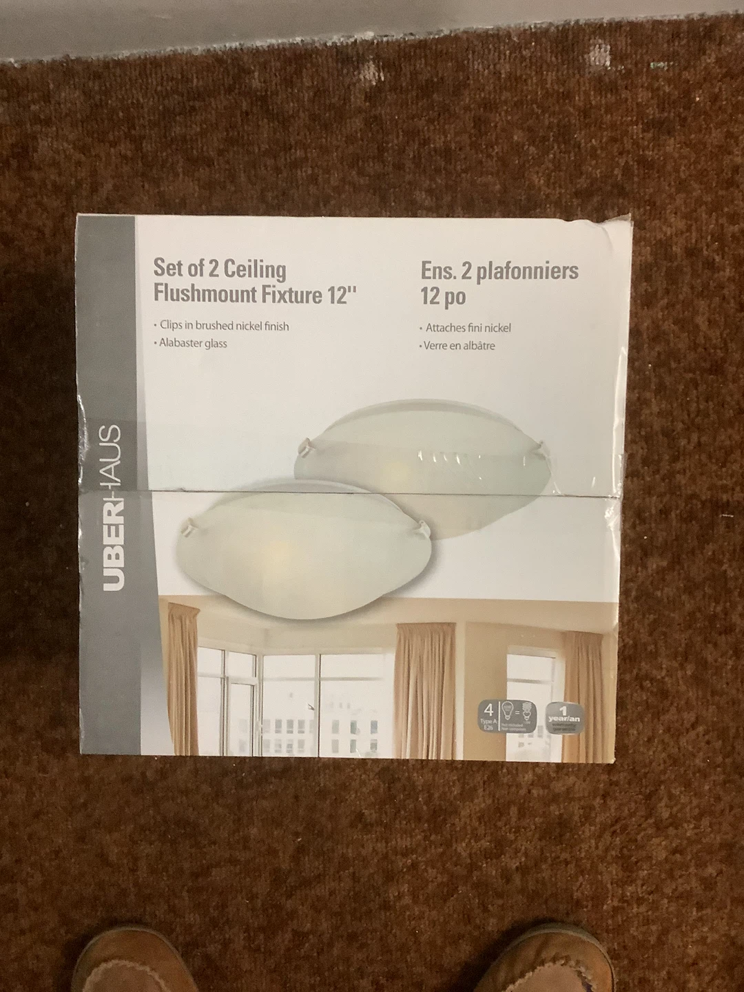 Set of 2 UBERHAUS Ceiling Flushmount Fixtures 12"