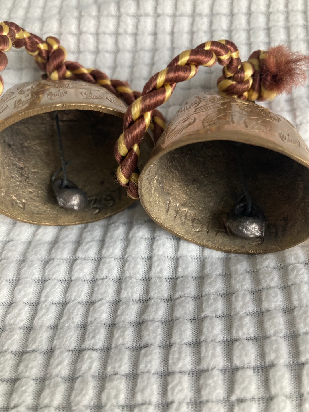 Set of 3 Brass Bells with Decorative Rope - photo 3