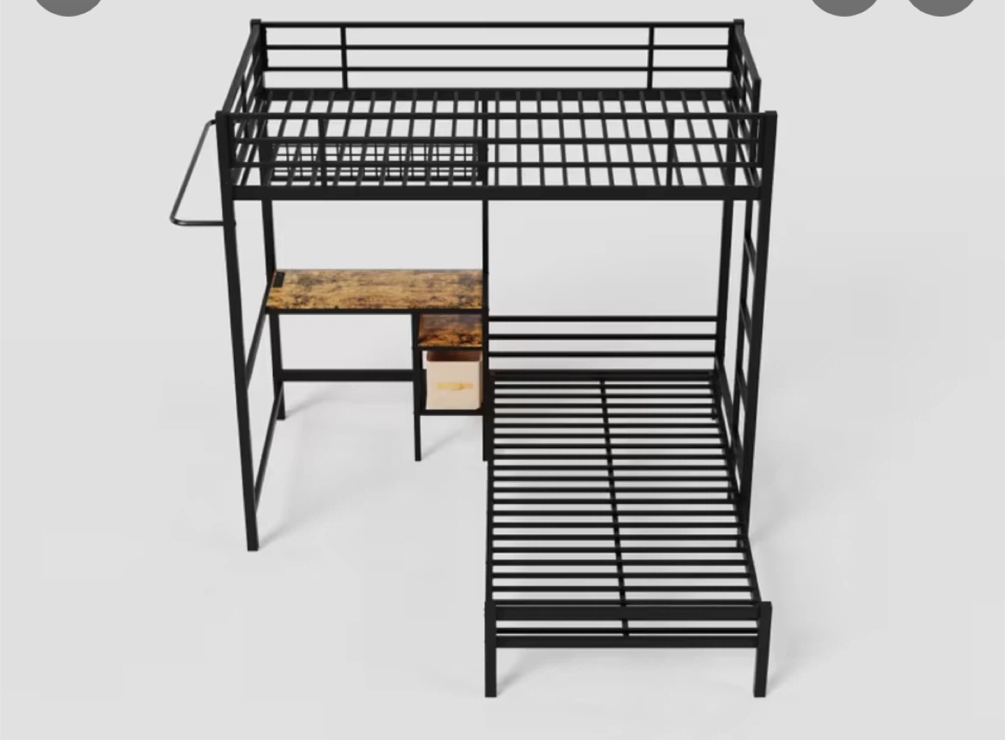 Black Metal Loft Bed with Desk