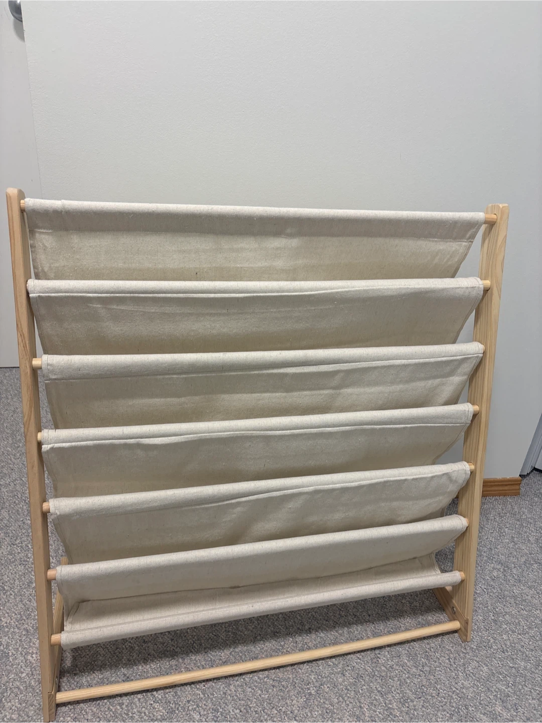 Fabric and Wood Bookcase / Toy Shelf