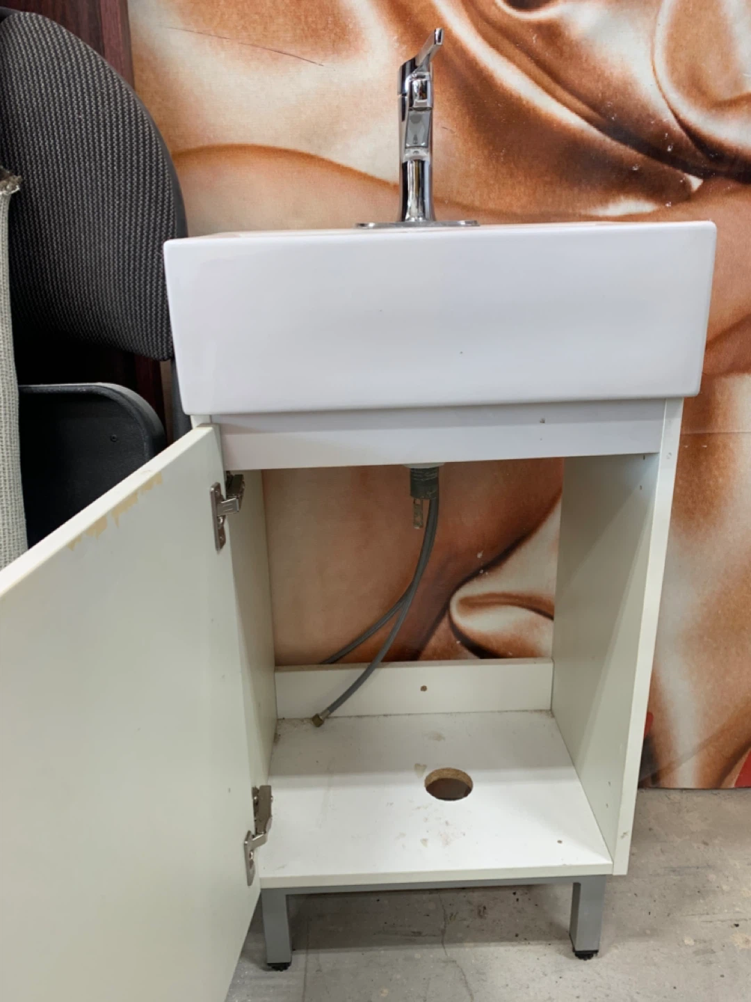 White Bathroom Vanity with Sink and Faucet - photo 2