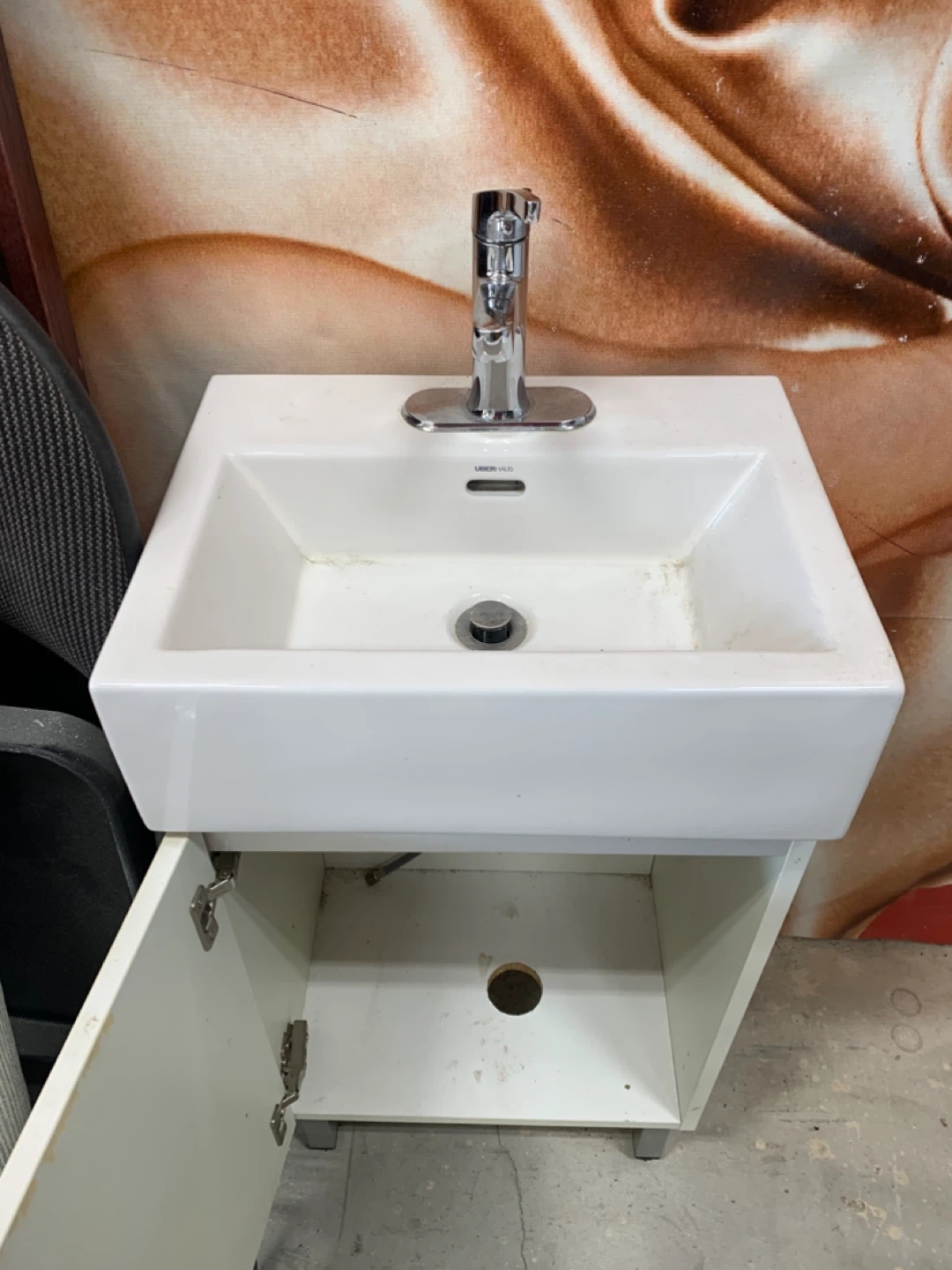 White Bathroom Vanity with Sink and Faucet - photo 3