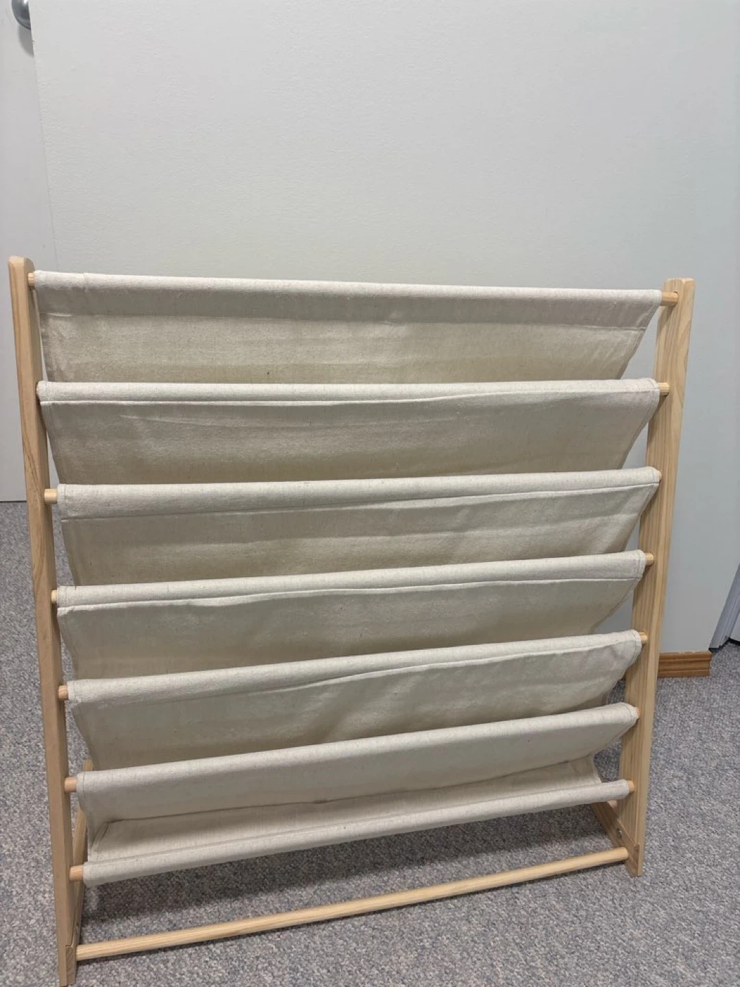 Wooden Bookshelf with 6 Fabric Shelves - photo 2