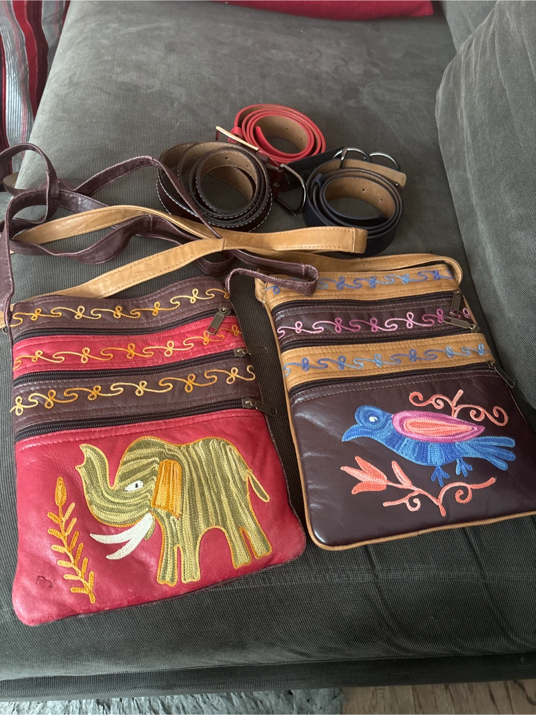 2 Genuine Leather Bags + 3 Belts – Bundle Deal $40
