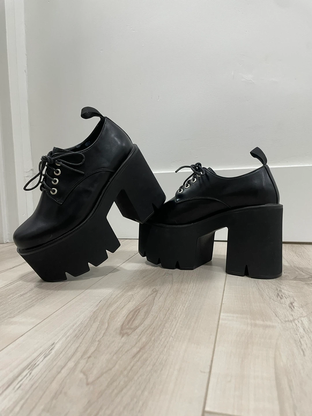 LAMODA Monster Black Chunky Platform Oxford Shoes