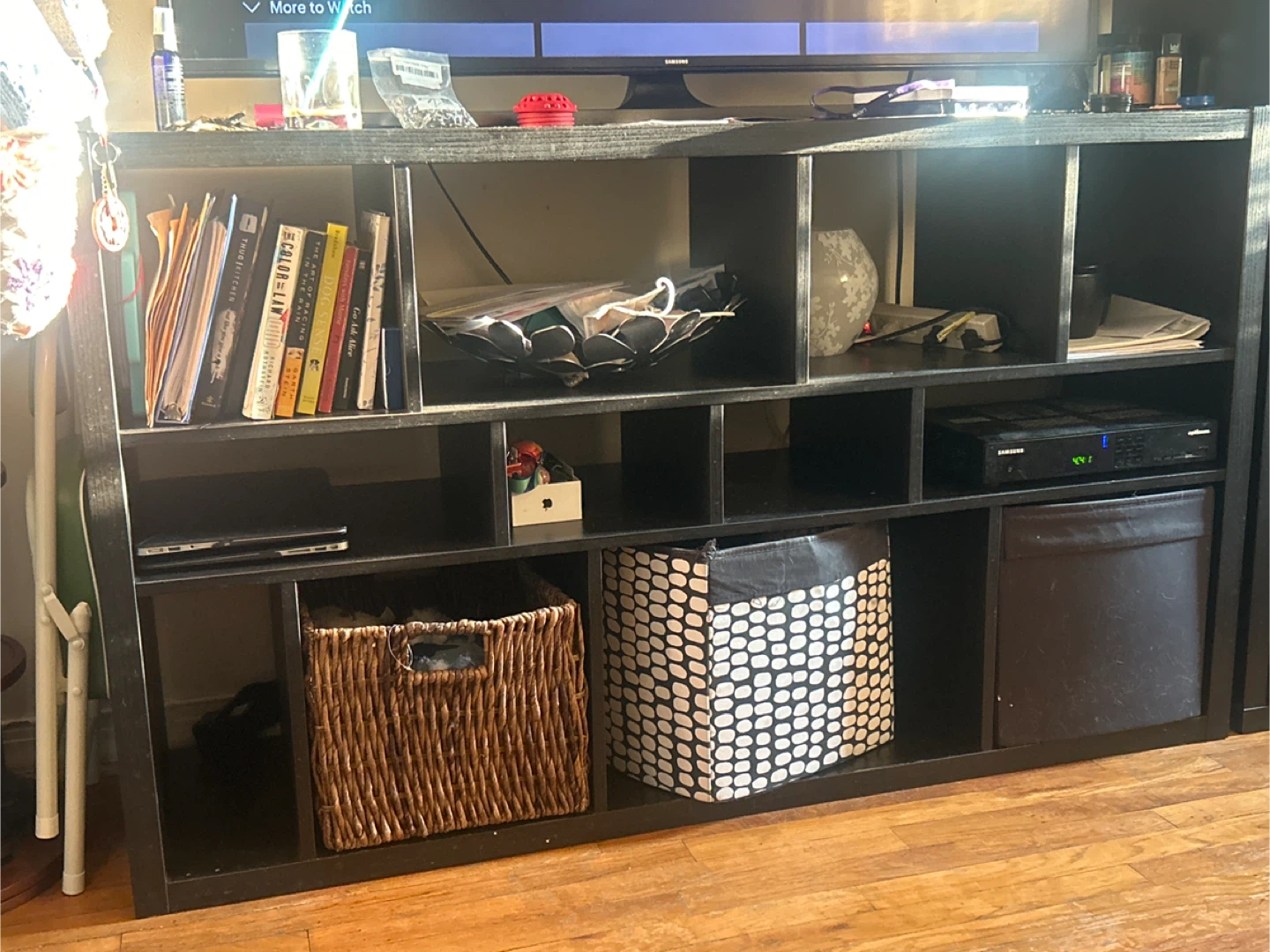 Black Media Console Shelf Unit